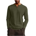 thumbnail image 4 of YLSDY Men's Long Sleeve Henley T-Shirt Notch Neck Casual Slim Fit Lightweight Top Army Green XL, 4 of 7