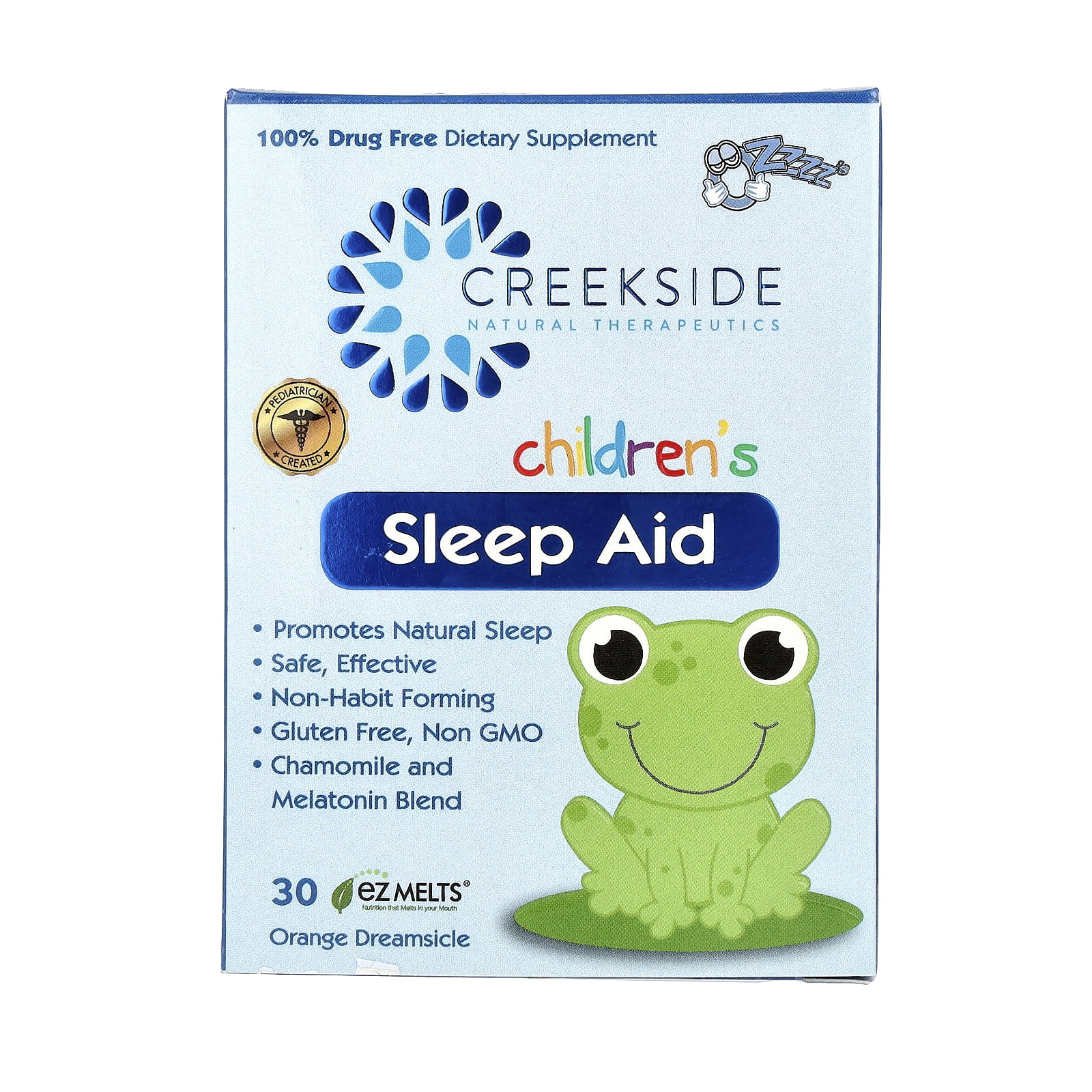 Creekside Natural Therapeutics Children's Sleep Aid, Orange Dream Flavored EZ Melt Tablets, 30 Ct
