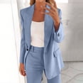 thumbnail image 3 of Bloomae Plus Size Women's Two Piece Sets Pants Suits Dressy Business Casual Long Sleeve Notched Lapel One Button Jacket Outfits Professional Blazer Pantsuits Set Work Office Light Blue XXXXXL, 3 of 9