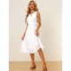 thumbnail image 4 of Vestidos de ganchillo con cuello en V para mujer, sin mangas, en la playa, de verano, con gradas blanco M, 4 of 6