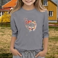 thumbnail image 2 of KAUOD 3/4 Length Sleeve T-Shirt for Girls Round Neck Casual Summer Tunic Tops Teens Basic Tees Embroidered Shirts Pleated Blouse, 2 of 5