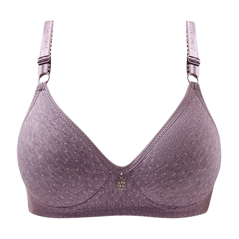 YWDJ Everyday Bras for Women Push Up No Underwire Plus Size Everyday for Sagging  Breasts Breathable Printing Gathered Together Daily Underwear No Rims  Nursing Bras for Breastfeeding Purple L 