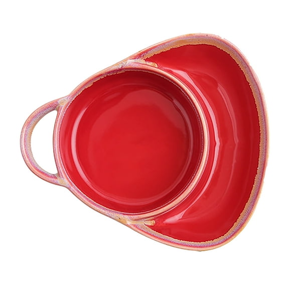Retro Ceramic Soup and Sandwich Plate Combo with Handle Stoneware Bowls & Side Bowls Easy to Clean Great for Breakfast