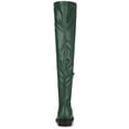 thumbnail image 2 of BLISSFUL STEP Women's Round Toe Block Heel Over Knee High Boots Green 6, 2 of 7
