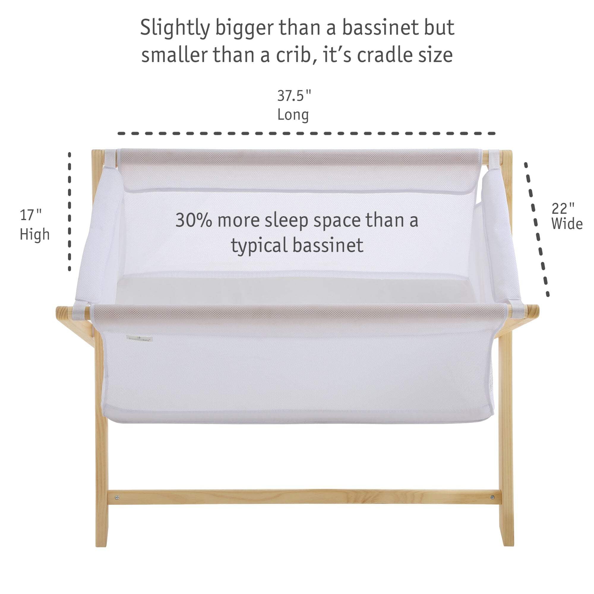 BreathableBaby Breathable Mesh Portable Sleeper – Beech/White