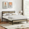 thumbnail image 3 of VECELO 3-Piece Bedroom Set Full Platform Bed Frame and Glass Top Nightstand in Gray, 3 of 8