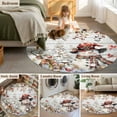 thumbnail image 5 of Round Rugs 6 Ft, Snowman Christmas Non Slip Area Rugs for Kitchen Bedroom Entryway, Xmas Snowflake Eucalyptus Leaves Wooden Washable Carpet Runner Rug Floor Mats for Bedroom Home Decor, 5 of 9