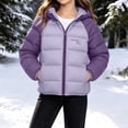 thumbnail image 2 of ATOGUTA Girl Puffer Winter Coats Winter Coat School Snow Play Travel Kids Warm Hooded Parka With Bag Purple, 2 of 7