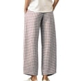 thumbnail image 4 of Utoimkio Women's Gingham Capri Pants Button High Waist Wide Leg Plaid Cropped Trousers with Side Pockets for Summer Daily Walking, 4 of 8
