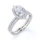 thumbnail image 3 of JeenMata Anillo de Bodas Vintage con Pavé de Diamantes Reales de Corte Ovalado y Halo Engastado en Oro Blanco de 10 K, 3 of 6