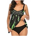 thumbnail image 1 of Aqestyerly Women Plus Size Tankini Printed Swimwear,Two Piece Swimsuit Set For Beach Holiday Or Poolside Relaxing HWRETIE, 1 of 4
