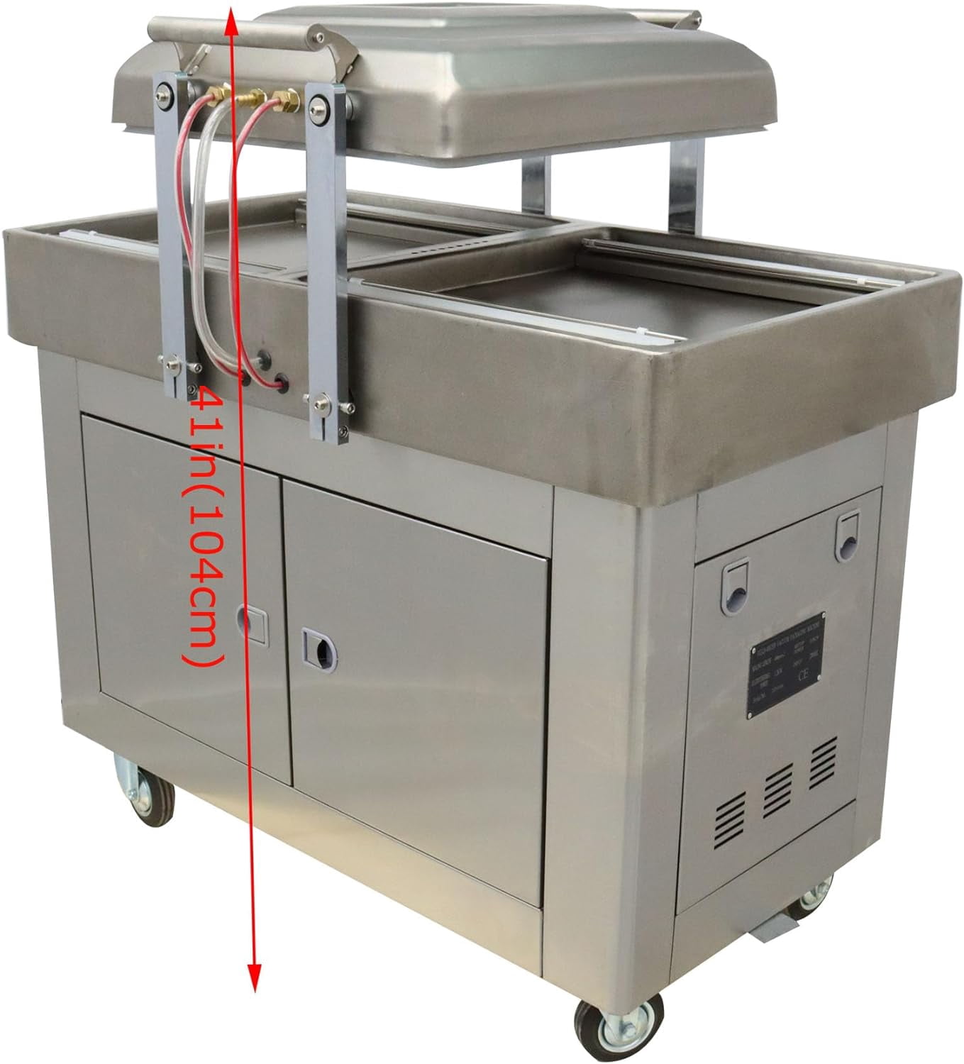 EQCOTWEA Commercial Vacuum Sealer Two Chambers Sealing Length 15.7" Stainless Steel 220V