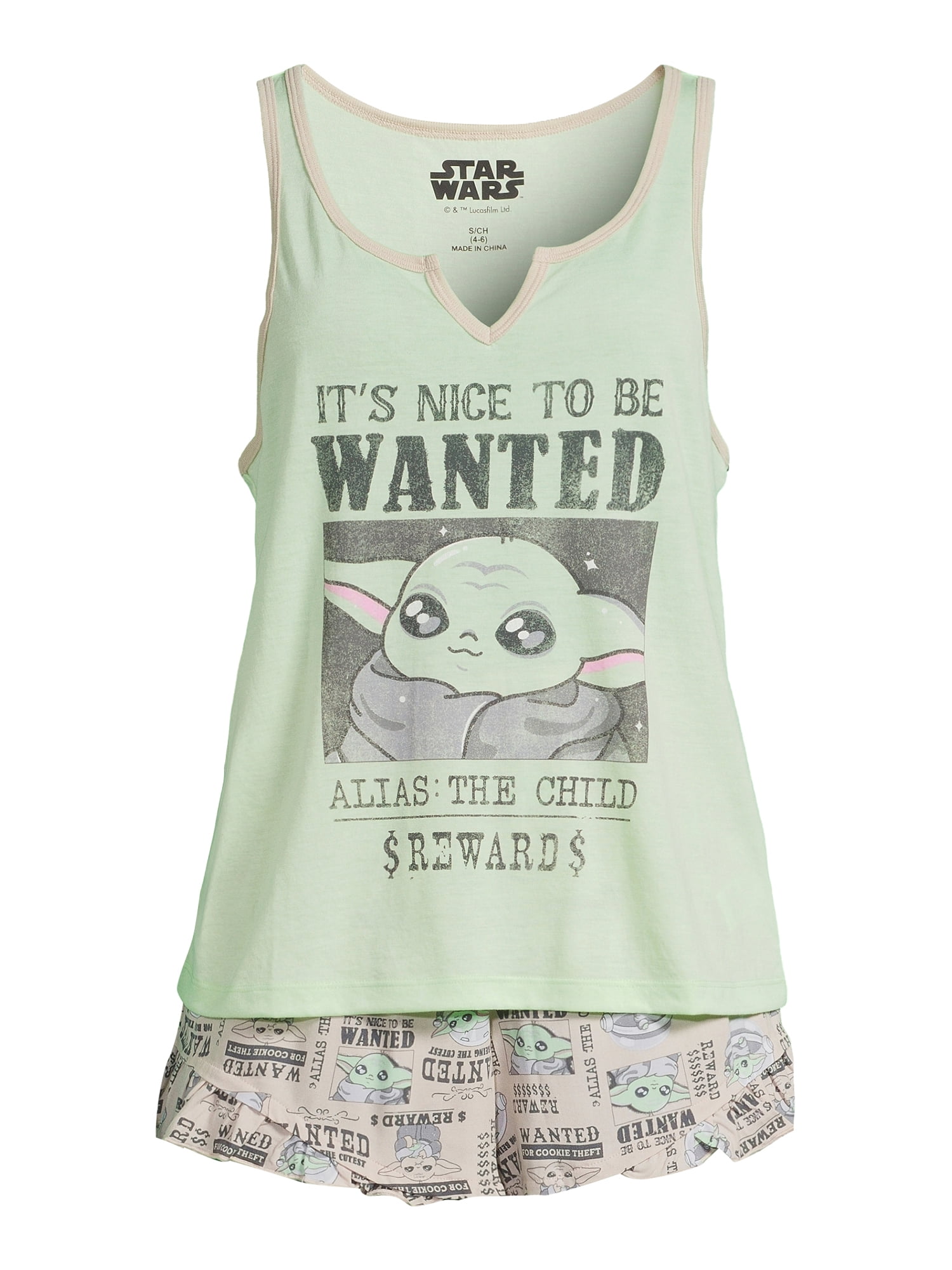 Star Wars The Mandalorian Th Child Women's Tank Top and Shorts Pajama Set, 2-Piece, Sizes XS-3X