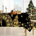 thumbnail image 4 of Merry Christmas Happy New Year 2024 Rectangle Tablecloth 60x84 Inch, Black Gold Clock Star Decorative Table Cloth Dining Table Cover, Firework Celebration Holiday Dinner Party Picnic Decoration, 4 of 6