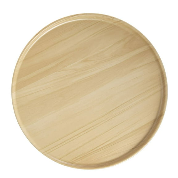 HUBERT® Black Melamine Platter with Light Wood Interior - 11 4/5" Dia