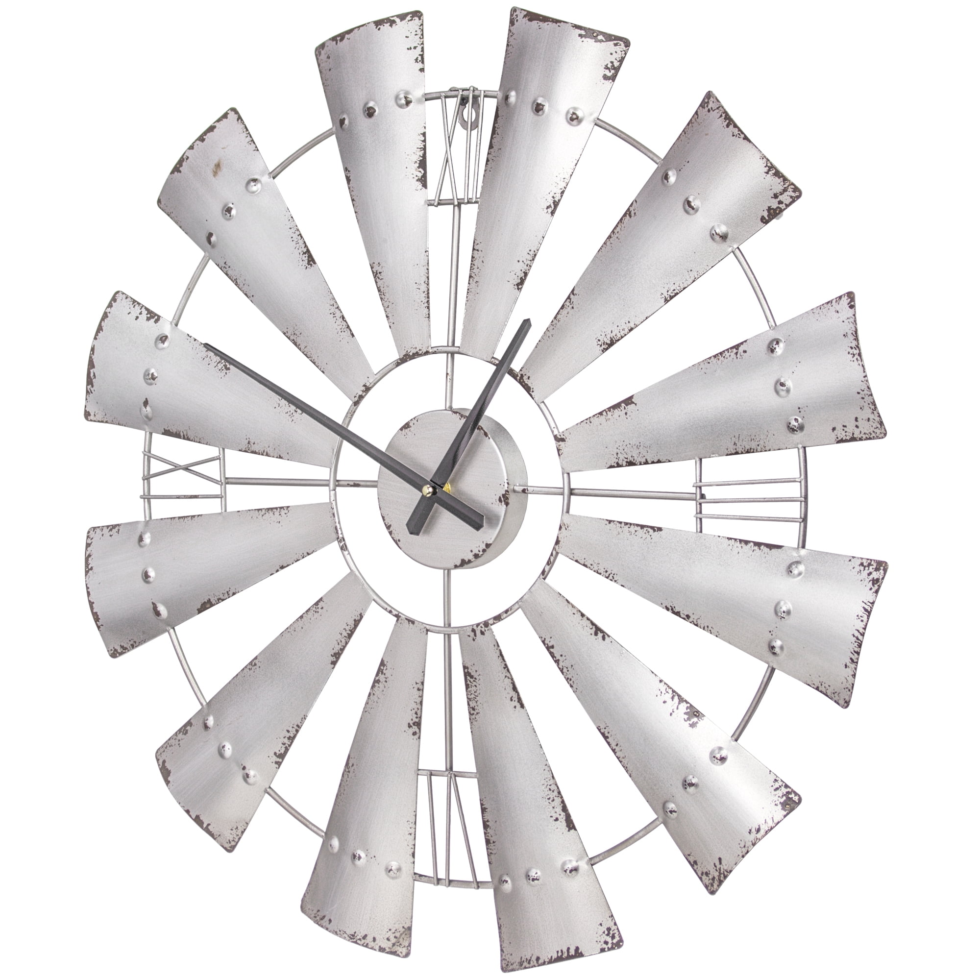 Kate and Laurel Millbrook Windmill 32 in. Distressed Metal Wall 