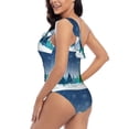 thumbnail image 4 of Gukieu Christmas Trees Print One-shoulder Ruffled One-piece Swimsuit with Removable Chest Pads and Tummy-control Swimsuit for Women-XX-Large, 4 of 6