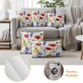 thumbnail image 6 of Spring Floral Pillow Covers 2 Pack Watercolor Yellow Blue Red Poppy Flower Pillowcase Waterproof Outdoor Throw Pillow Cover for Patio Garden Square Cushion 26”x26”, 6 of 9