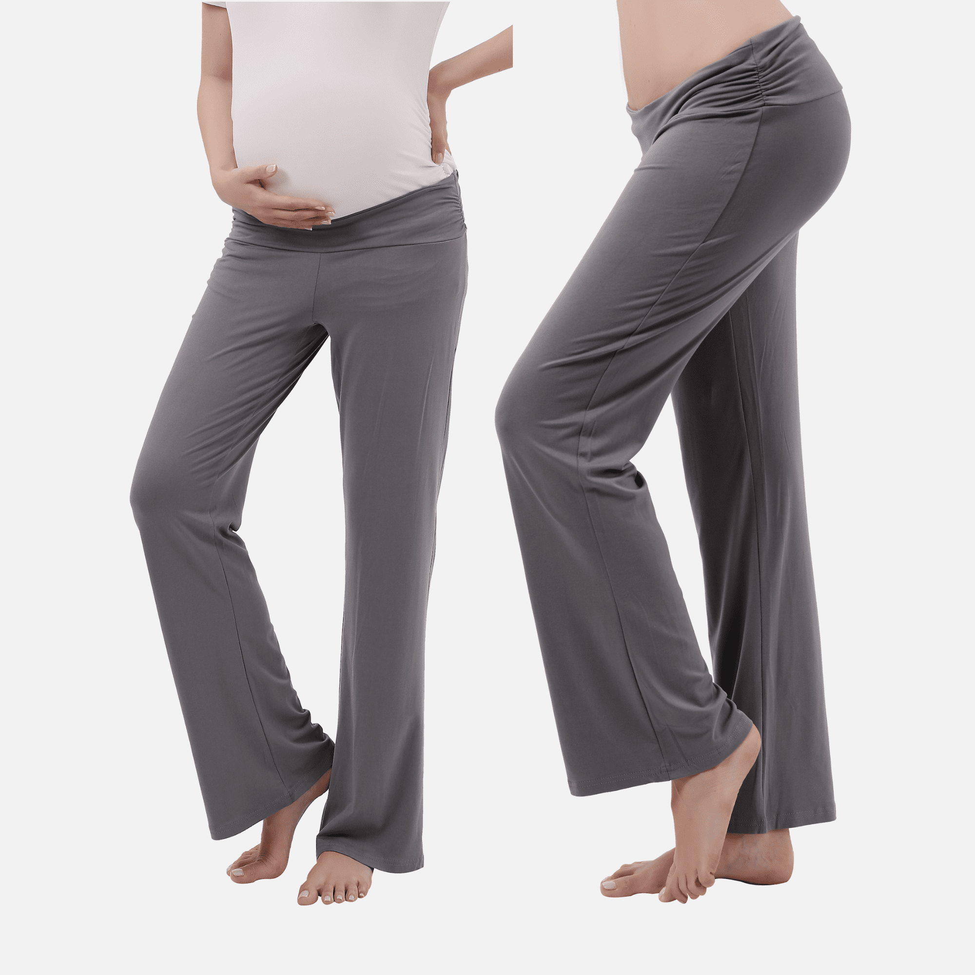 Women Maternity Pants Stretchy Comfy Wide Soft Palazzo Elastic Pregnancy Lounge Trousers 