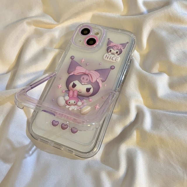 Sanrio Kuromi-fundas de teléfono transparentes con pulsera de lujo para iPhone 14, 13, 12, 11 Pro Max, funda trasera suave, regalo para niña Y2k Fivean unisex