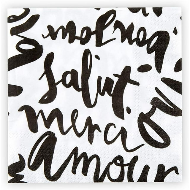 Santa Barbara Design Studio Party Cocktail Napkins Disposable Paper Napkin Pack, 20-Count, Salut Merci