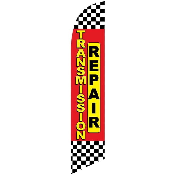 Tranmission Repair checkered Feather Banner Swooper Flag -No Wind Required- Replacement FLAG ONLY