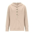 thumbnail image 5 of Craaazy Oversized Sweatshirts for Women Solid Color Hooded Button Long Sleeve Tops Gifts, 5 of 7