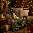 thumbnail image 3 of Enchanted Forest Fox Family Woodland Night Scene Tender, Festive Holiday Scene, Warm Flannel Blanket for Cabin and Lodge, Art Lovers Christmas Gift, Festive Home Decor, 3 of 9