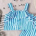 thumbnail image 5 of FAOWME Child Girls Summer Striped Outfit Sets 3 Piece Strappy Tank Tops With Wide Leg Pants And Adjustable Waist Belt Casual Beachwear Suits Clothes Sets Holiday O-Neck Dailywear, 5 of 8