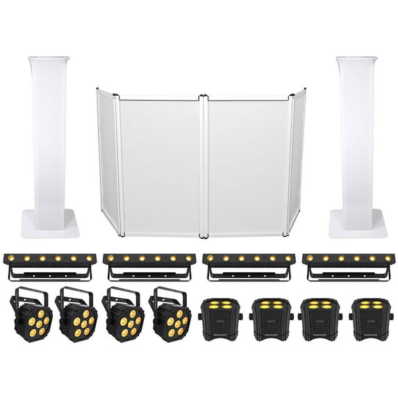 4) Chauvet DJ Ezlink Strip Q6 BT+4) Par Q6+4) Q4 Wash Lights+Facade+Totem Stands