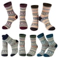thumbnail image 4 of Holzlrgus 5 Pairs Womens Wool Socks Thick Knit Vintage Winter Warm Cozy Crew Socks Gifts, 4 of 6