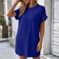 thumbnail image 6 of IUYRTFE Women's Short Sleeve T-Shirt Dress Round Neck Casual Pocket Loose Fit Midi Dress, 6 of 9