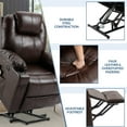 thumbnail image 3 of SOCIALCOMFY Power Lift Recliner Chair for Elderly, Heavy Duty Lift Chair with Heat and Massage, Faux Leather Recliner Chair with 2 Remote Controls, Cup Holders, Side Pockets & USB Ports (Brown), 3 of 7