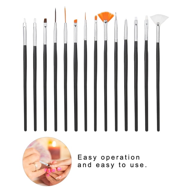 Pincel para decoración de uñas, 15 piezas DIY Nail Art Nail Art Liner Pen Nail Art Pen Brush Durabilidad extendida