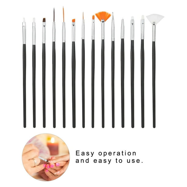 Pincel para decoración de uñas, 15 piezas DIY Nail Art Nail Art Liner Pen Nail Art Pen Brush Durabilidad extendida