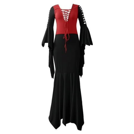 

Women s Floor Dress Adult Women Gothic Witch Vintage Dress Shield Dragon