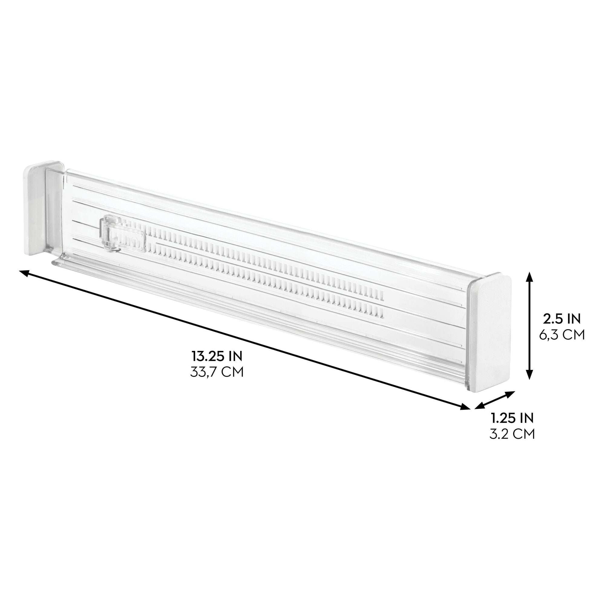 iDesign 2-Pack Plastic Adjustable Cabinet Drawer Dividers, 13.25" L X 2.5" W, Clear