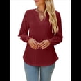 thumbnail image 2 of Camisa Informal de Larga con Cuello en V para Mujer Vino Tinto XXL, 2 of 10