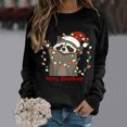 thumbnail image 1 of Ropa de Feliz Navidad para mujer, Jersey ligero de dibujos animados con Gato esponjoso, sudaderas gráficas dulces para mujer, 1 of 5