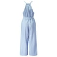 thumbnail image 3 of Baqcunre Women's Sleeveless Striped Romper Casual Club Wide Leg Pant Set,Color Blue,Size S-XL, 3 of 9