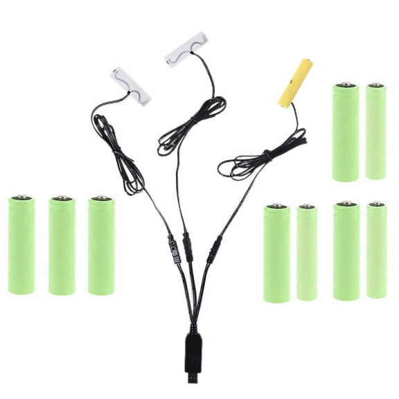 Ciwanning 3in1 USB to AAA 2AA Battery Eliminator Power Cable for Remote Control Toys Christmas Light Lamp Flashlight Clock