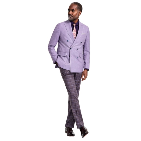 Tallia Mens Slim fit Wool Linen Double Breasted Suit Jacket Blazer 40 S Purple