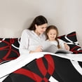 thumbnail image 4 of Homewish Waves Stripes 7pcs Bedding Comforter Set,Modern Asbtarct Geometric Queen Bedding Sets,Red Black White Queen Sheet Sets For Girl Boys,Ultra Soft Home Decor, 4 of 8