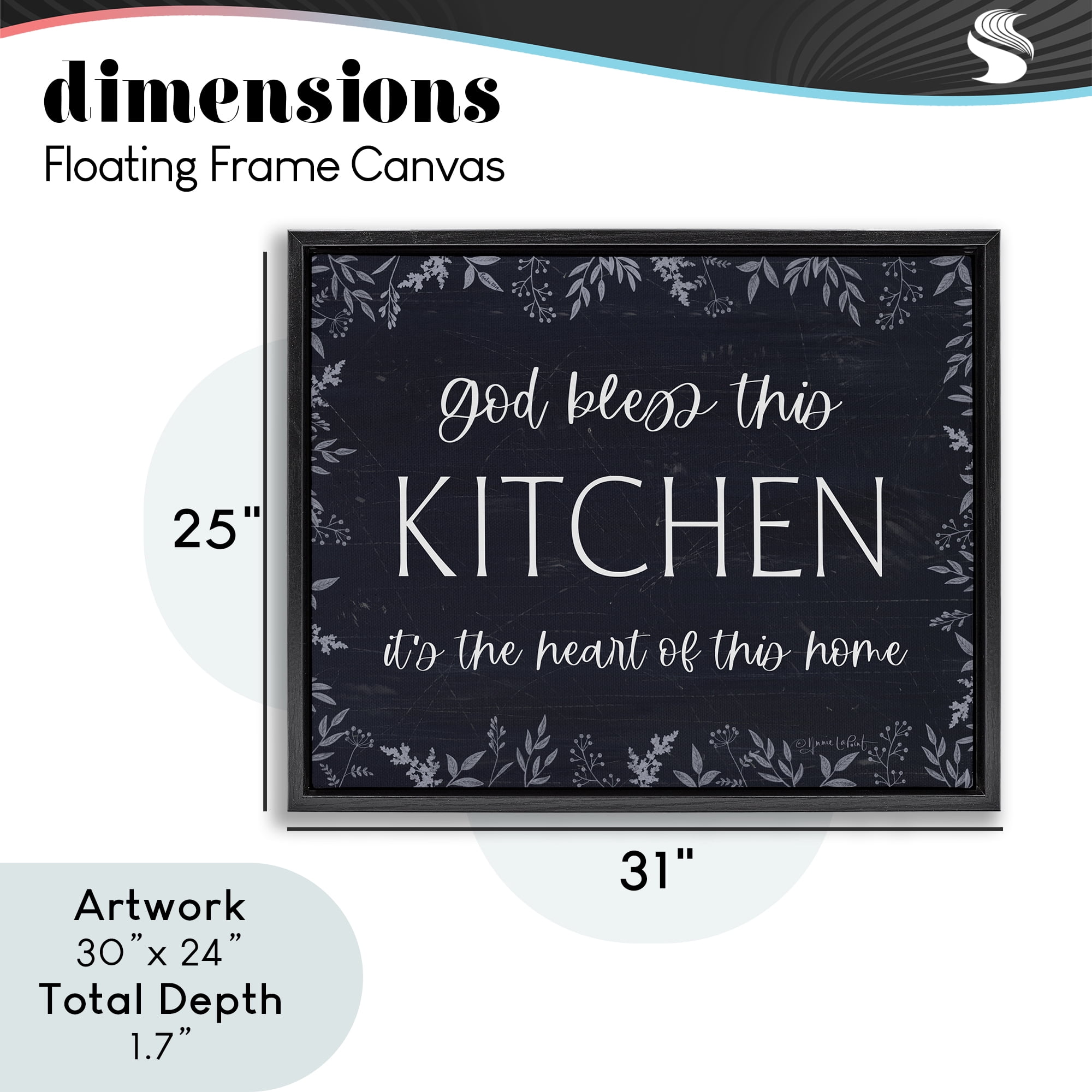Stupell Industries Kitchen Heart Of This Home Black Framed Floater Canvas Wall Art, design by Annie LaPoint