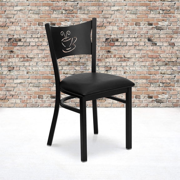 Bowery Hill Coffee Back Metal Dining Chair in Black