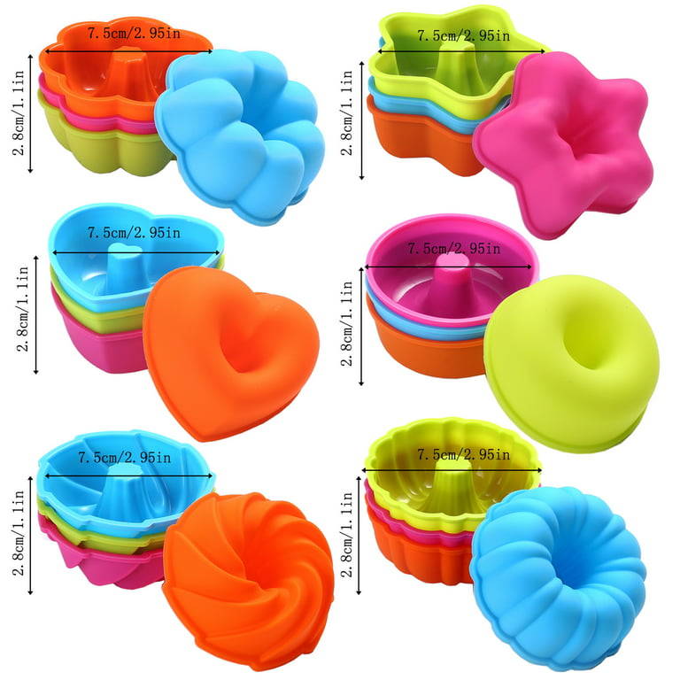 Cupcake Holder Silicone Muffin Cups Cake Molds 12 Stand Alone Reusable Flexible Non-Stick Baking Liners Standard Size Oven, Dishwasher, Freezer, and M