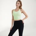 thumbnail image 3 of Women's V-Neck Cropped Tank Top with Spaghetti Straps and Built-In Bra for Yoga and Everyday Comfort - Medium, Green, 3 of 7