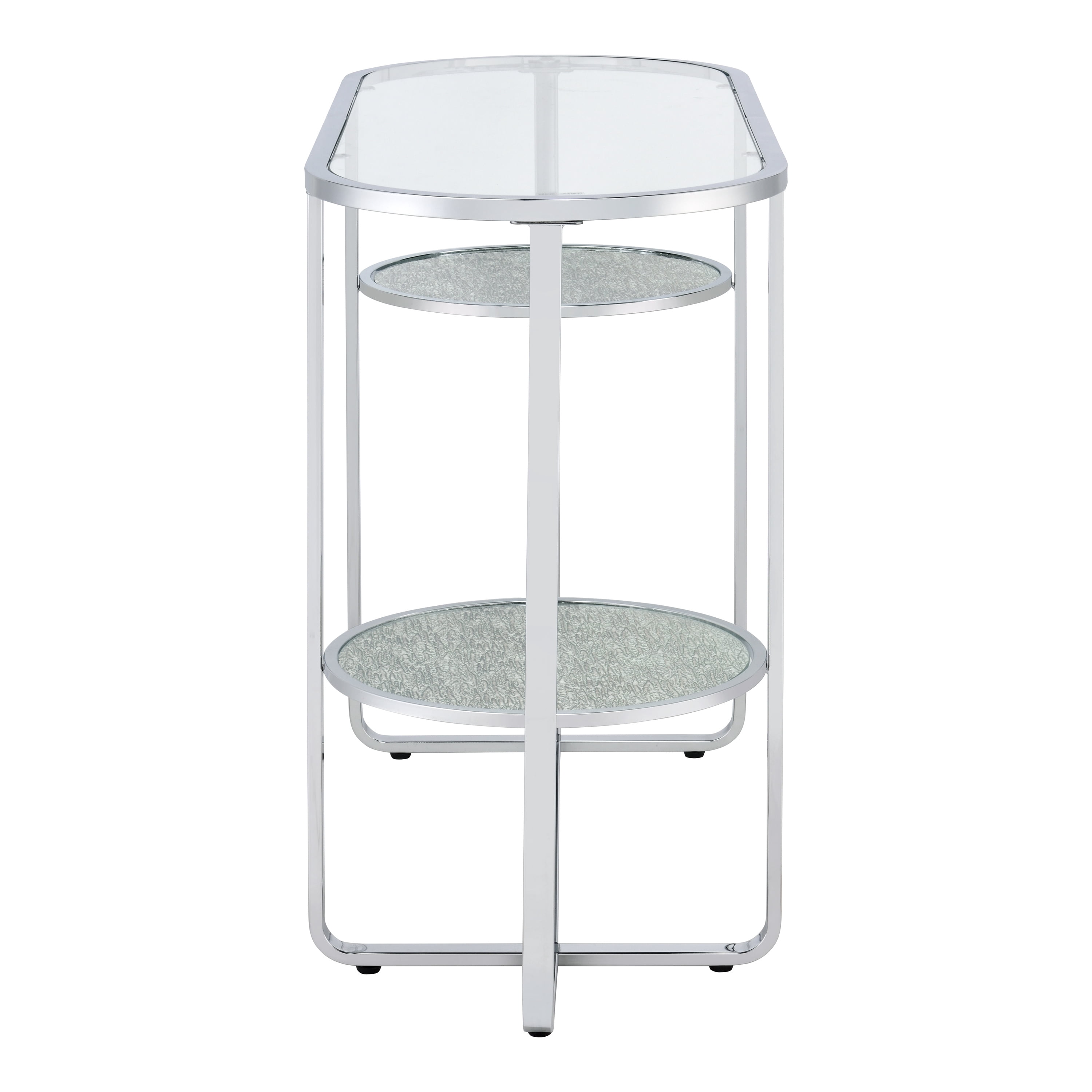 Furniture of America Jolle 2-Shelf Waterfall Pattern Glass Top and Chrome Sofa Table