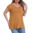 thumbnail image 3 of Gocolloa Plus Size Tops for Women Basic Cap Sleeve V Neck T Shirts Summer Casual Loose Dressy Tunic Dark Yellow 3X, 3 of 6