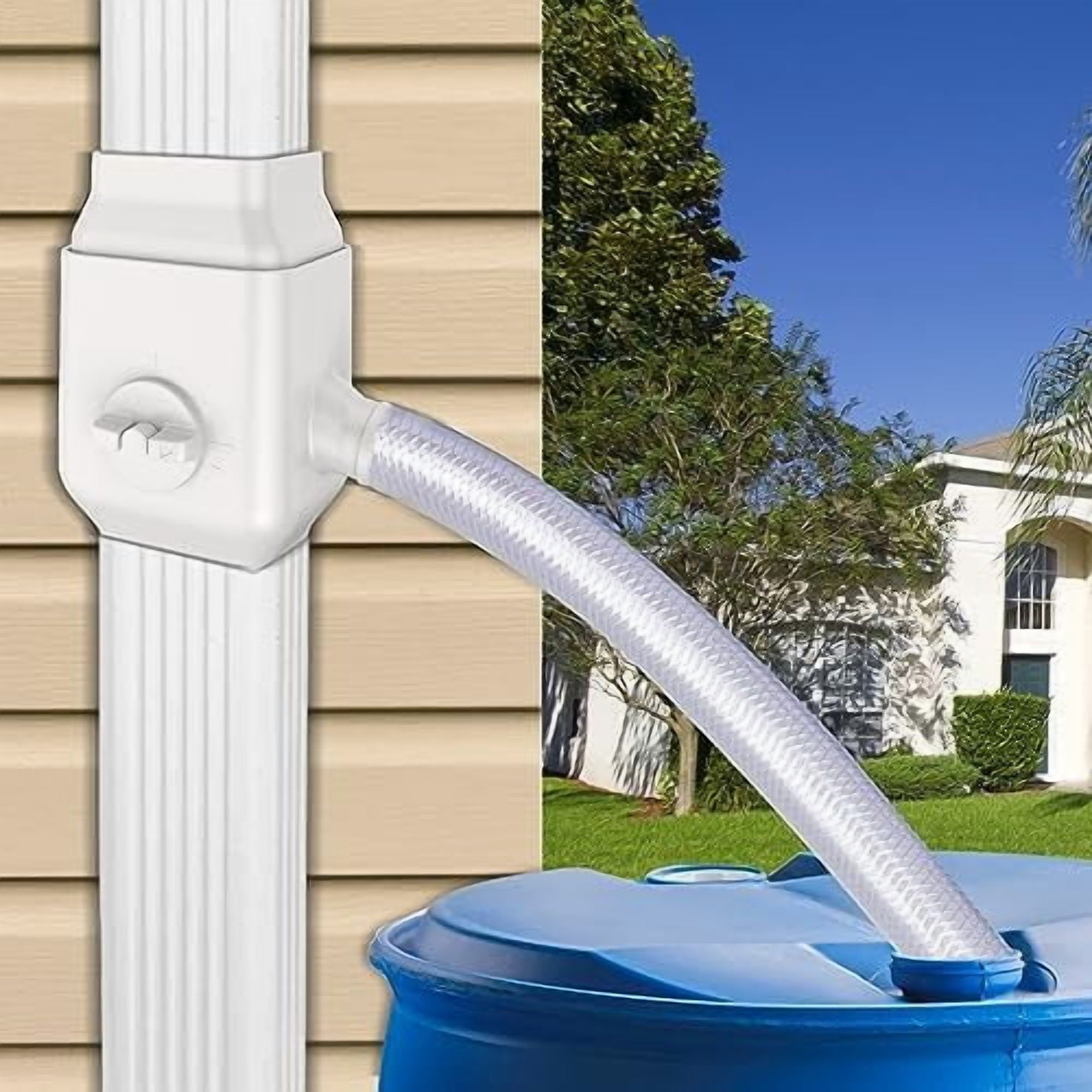 Gutter Downspout Diverter Fits for 2"x3" Standard Downspout, Rainwater Collection System with Adjustable Valve, Rainwater Diverter to Direct Water into Rain Barrel, 4ft. 1-1/4” Hose$$Garden & Patio